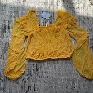 Free People Cropped Yellow Blouse